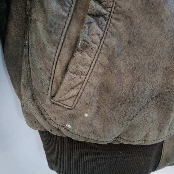 VTG Hunt Club Brown Leather Bomber Jacket Mens Size Big 48R Retro 80s Aviator - Picture 5 of 16